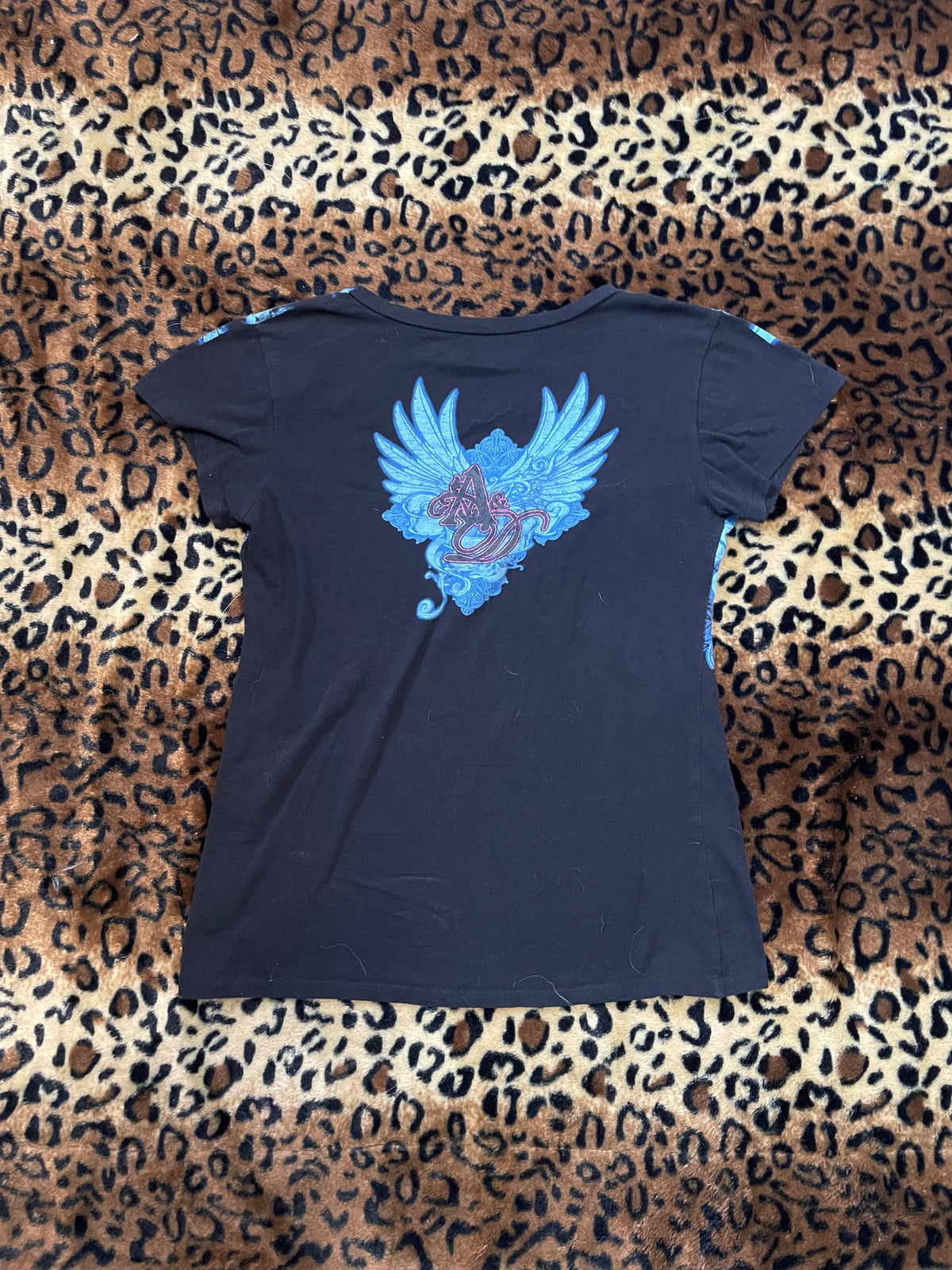 bedazzled angel wing tee