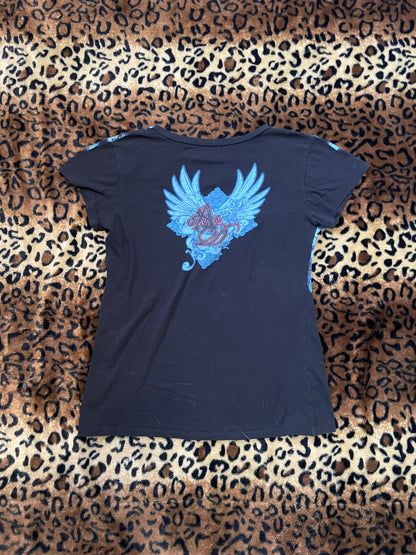 bedazzled angel wing tee