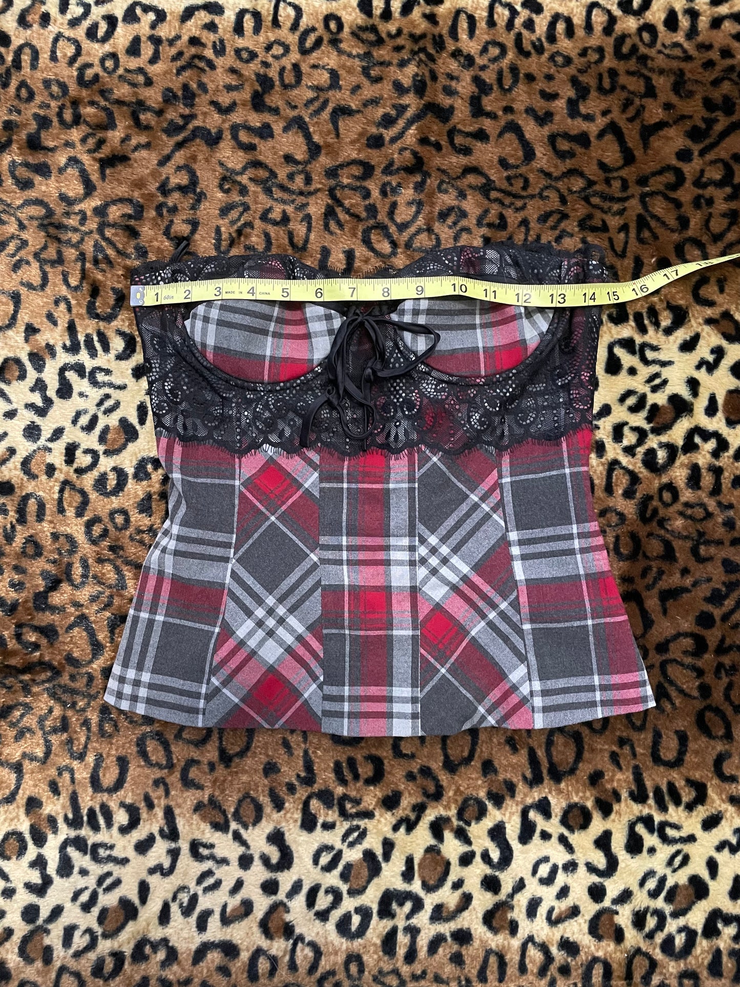 arden b. plaid lace corset top