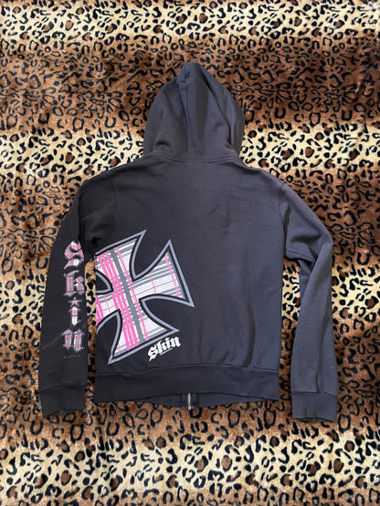 skins plaid cross zip up