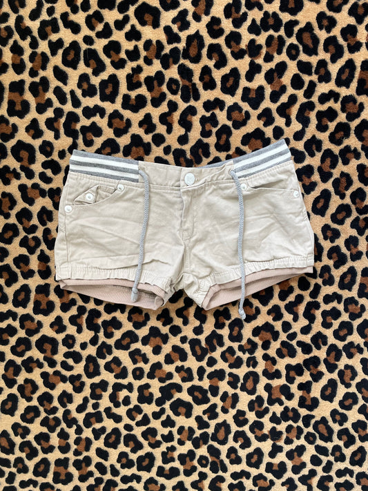 khaki drawstring lowrise mini shorts