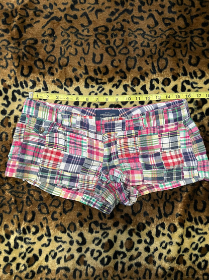 american eagle low rise plaid mini shorts
