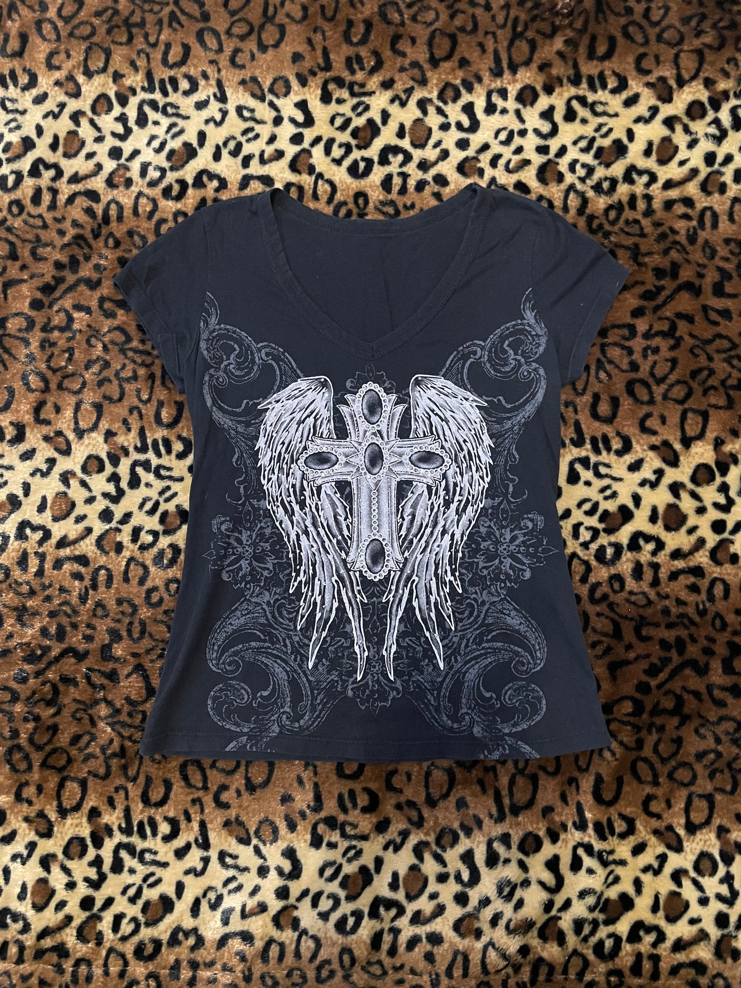 california girlz cross angel wing tee