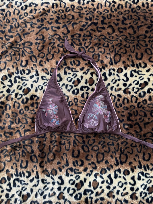 embroidered flower swim top