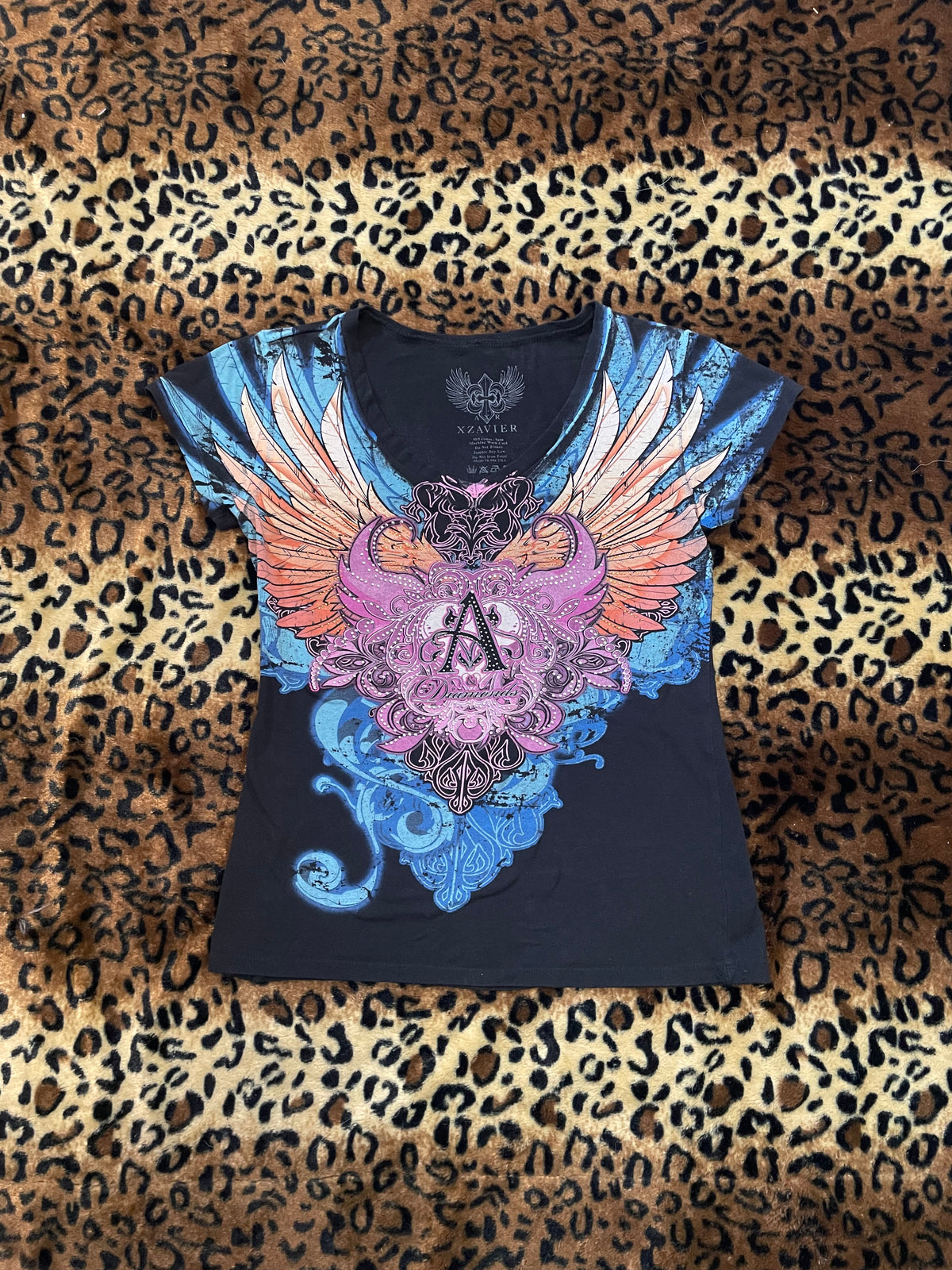 bedazzled angel wing tee