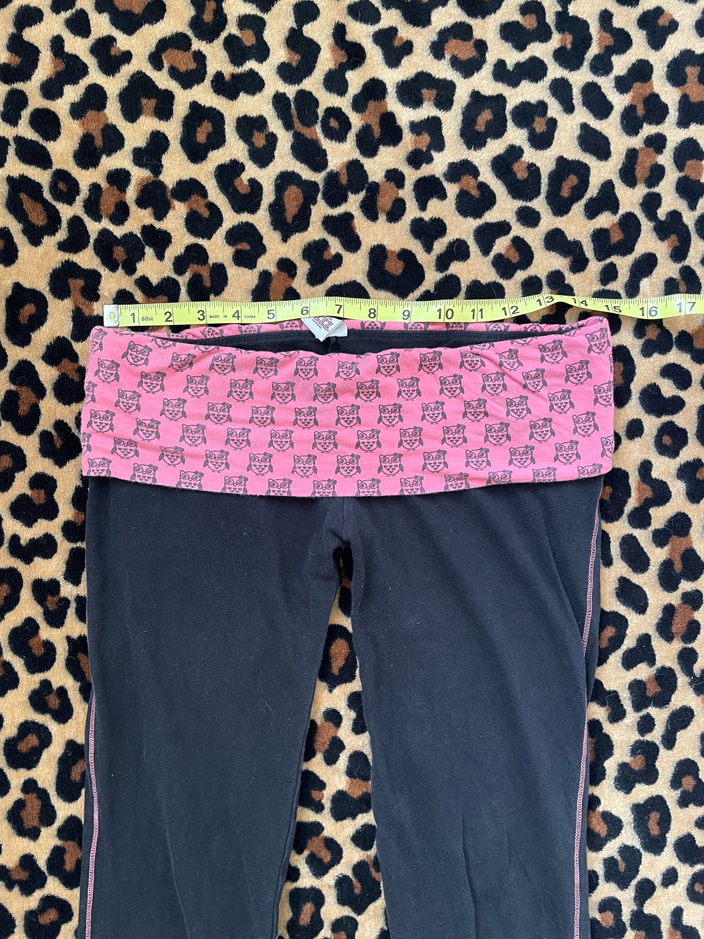 owl foldover lowrise flare leggings