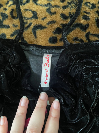 heart & soul babydoll velour asymmetrical mesh tank