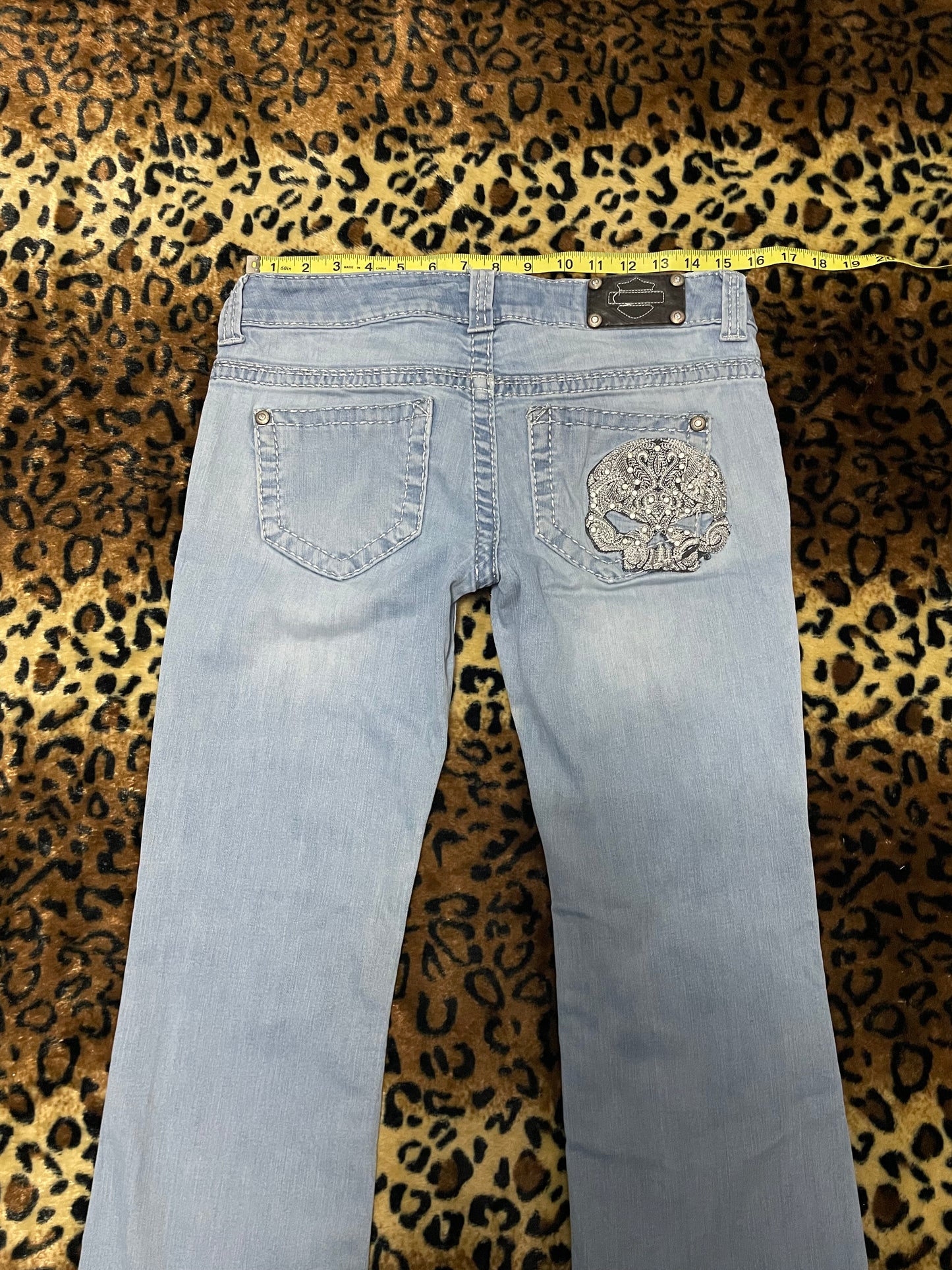 harley davidson skull lowrise flare jeans