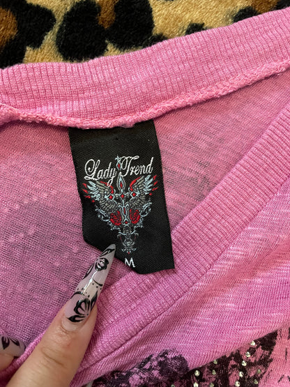bedazzled angel wing tee