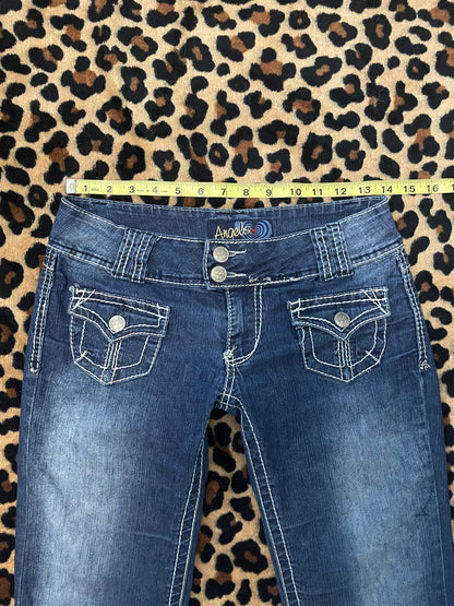 angels lowrise pocket flare jeans