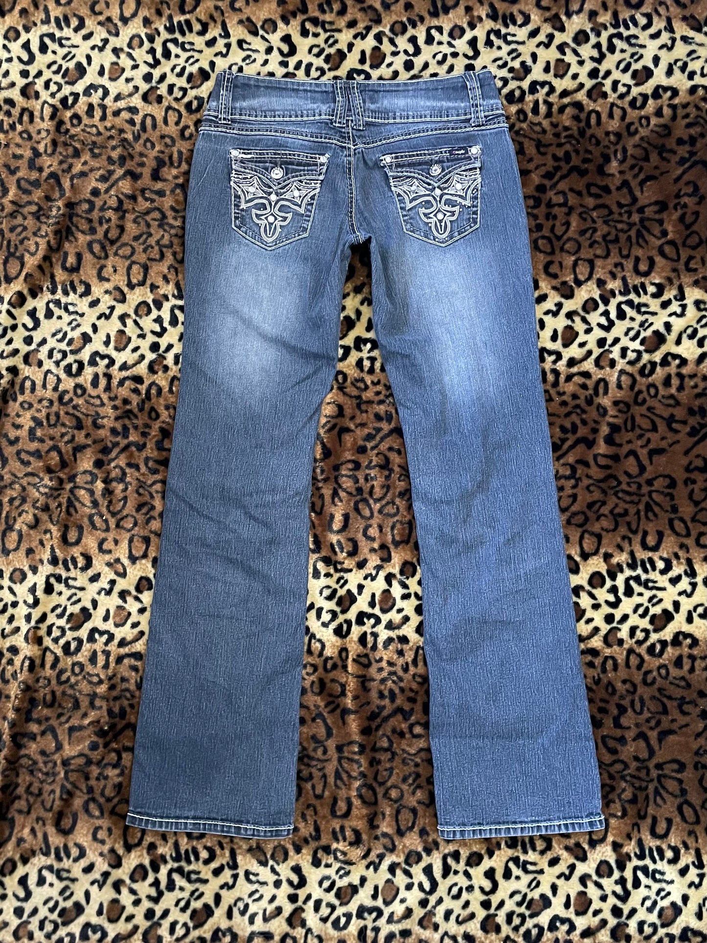 angels studded lowrise flare jeans