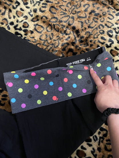 VS Pink polka dot lowrise foldover flare leggings