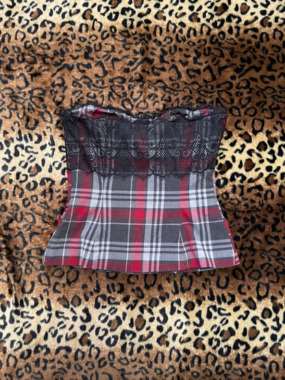 arden b. plaid lace corset top