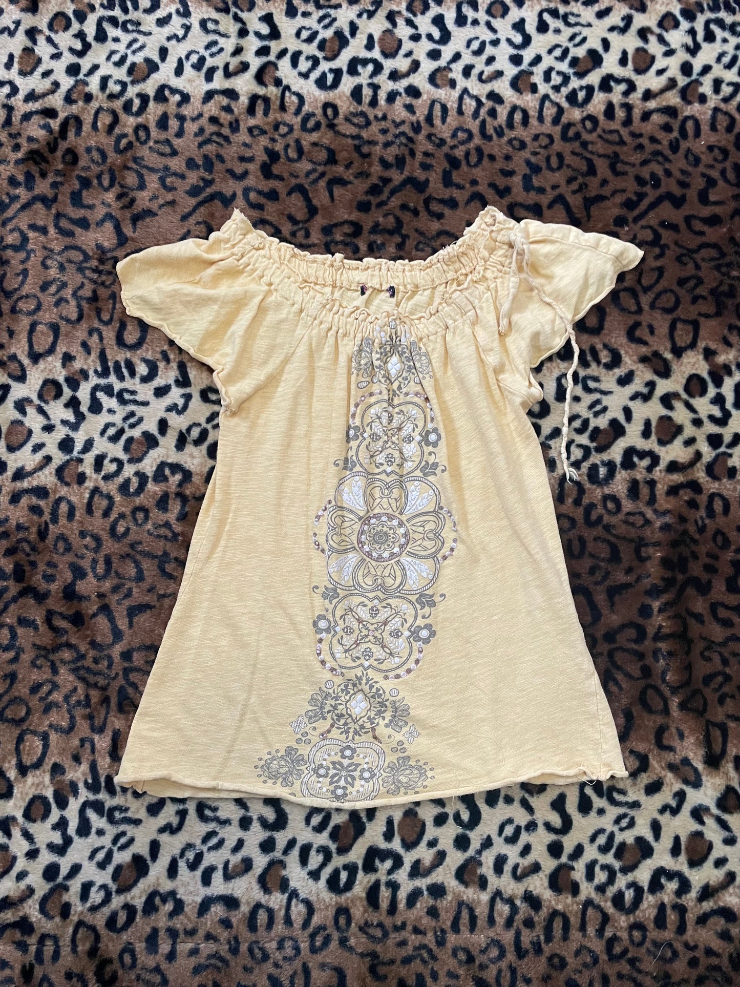 boho flower rushed top
