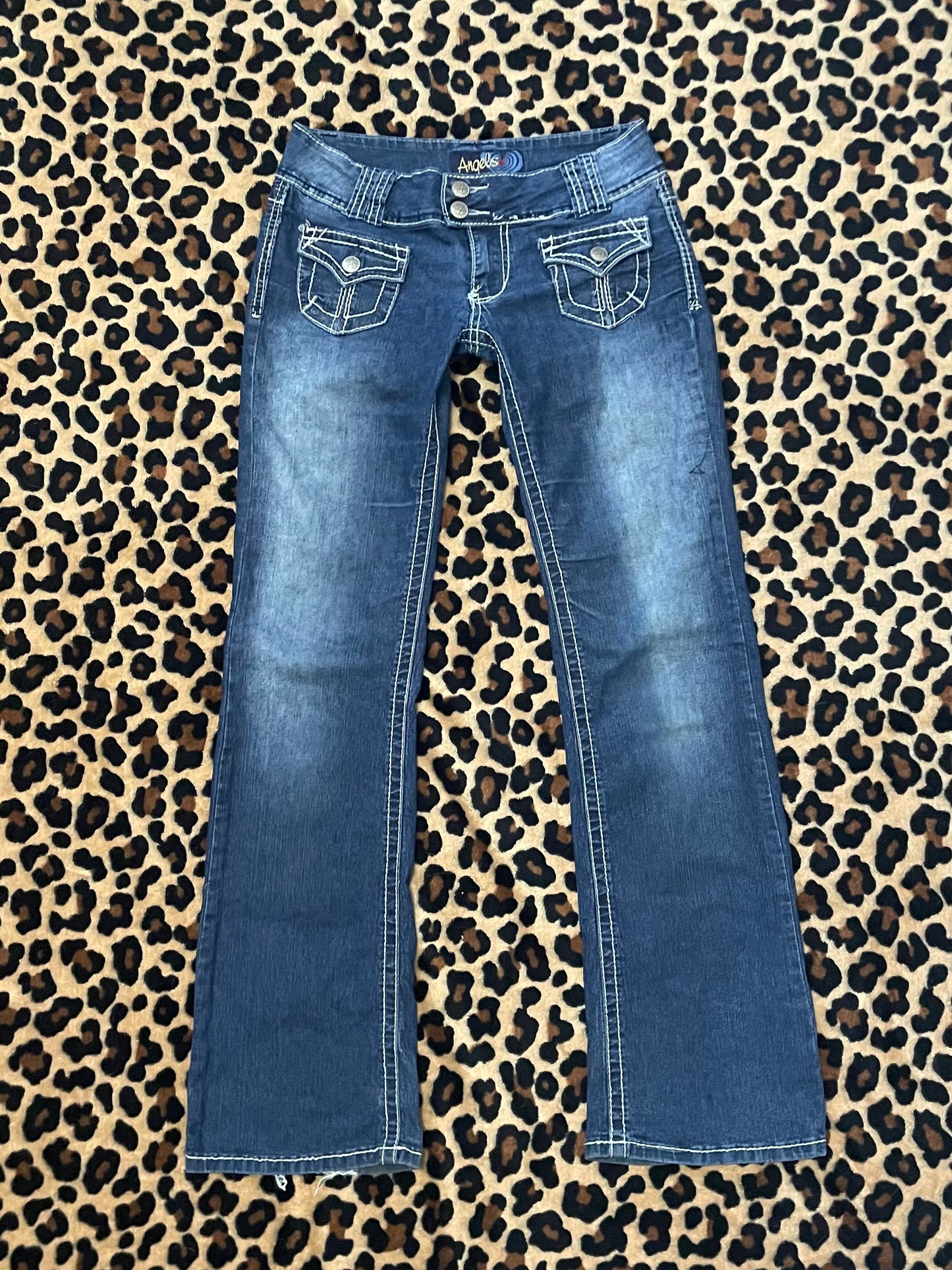 angels lowrise pocket flare jeans