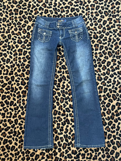 angels lowrise pocket flare jeans