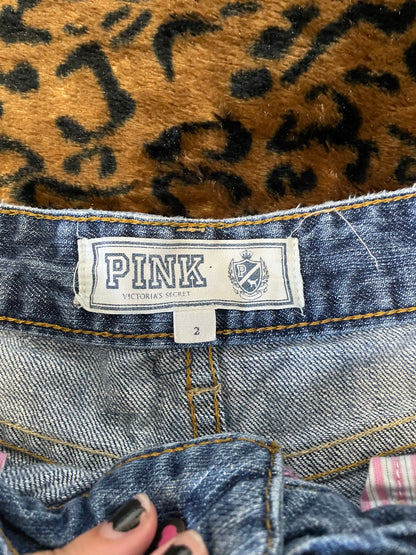 VS Pink lowrise mini shorts w striped pockets