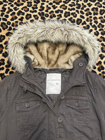 aeropostale fitted fur botton up jacket