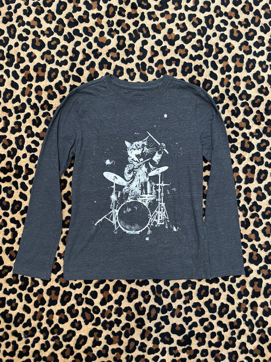 cat drummer tee
