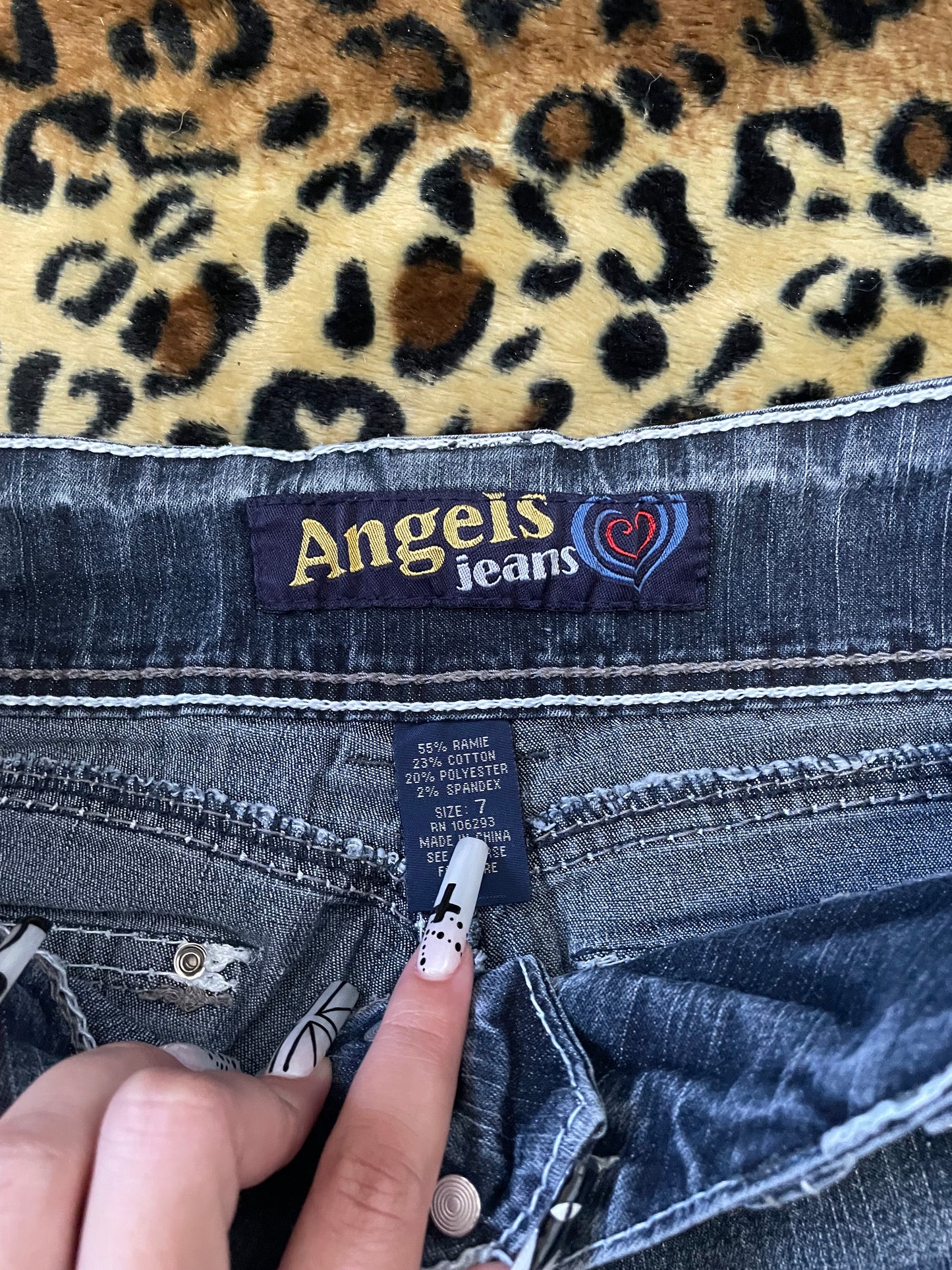 angels studded lowrise flare jeans