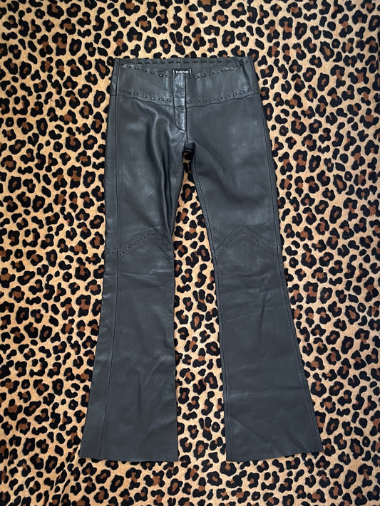 bebe low rise leather pants