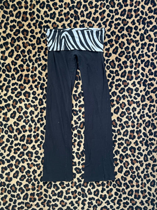 zebra print low rise foldover leggings