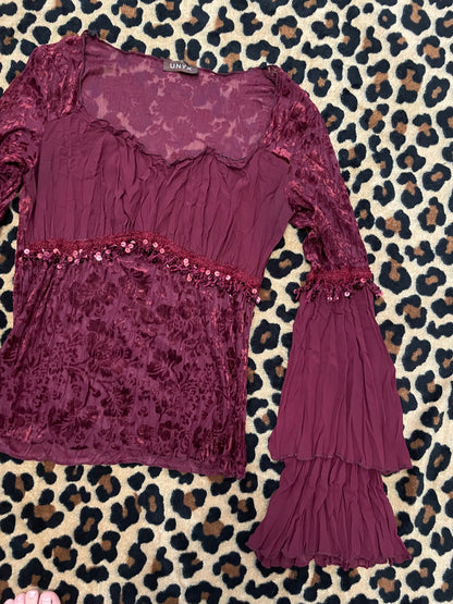 velvet mesh floral babydoll longsleeve