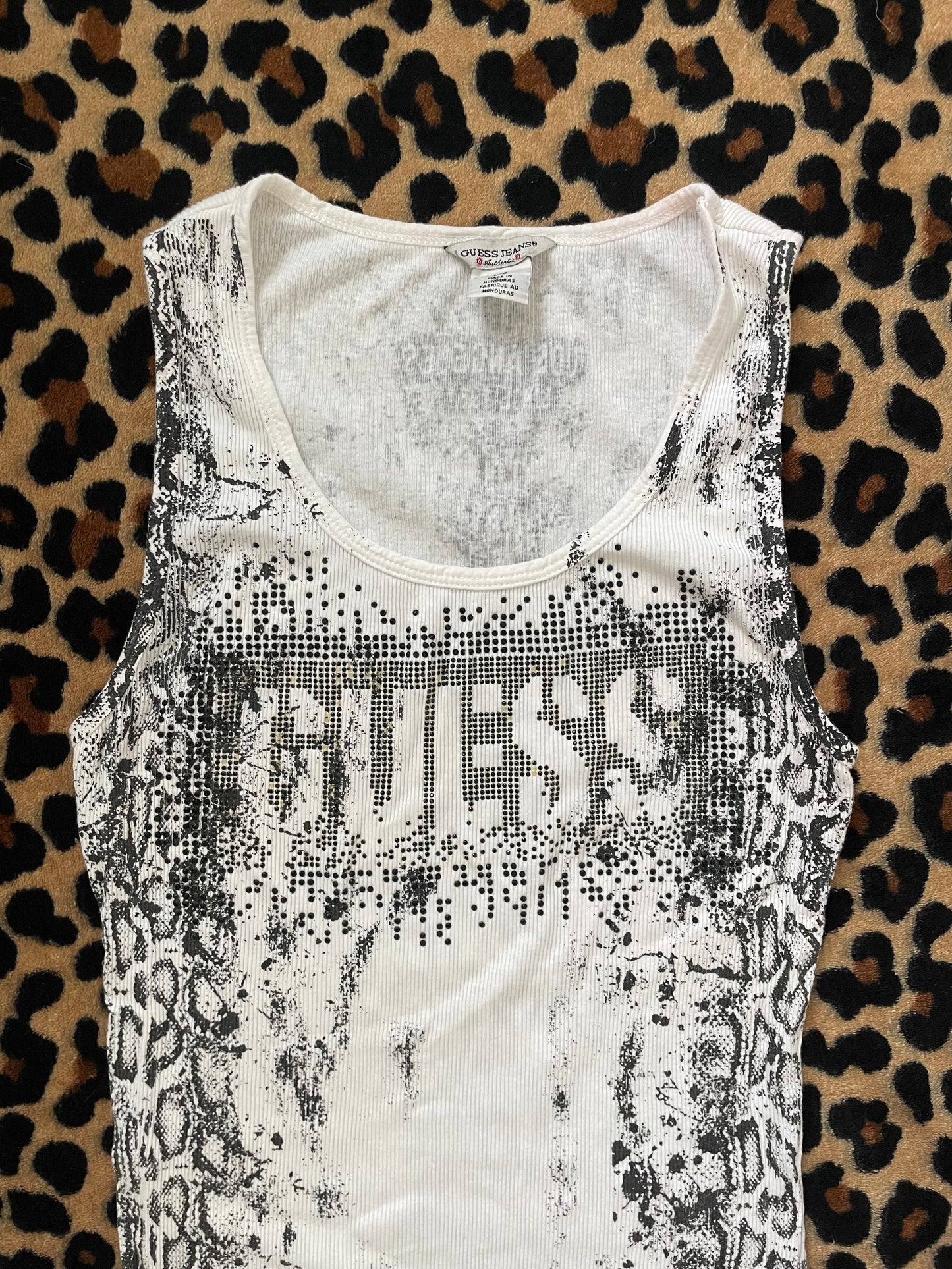 bedazzled guess snakeskin tank