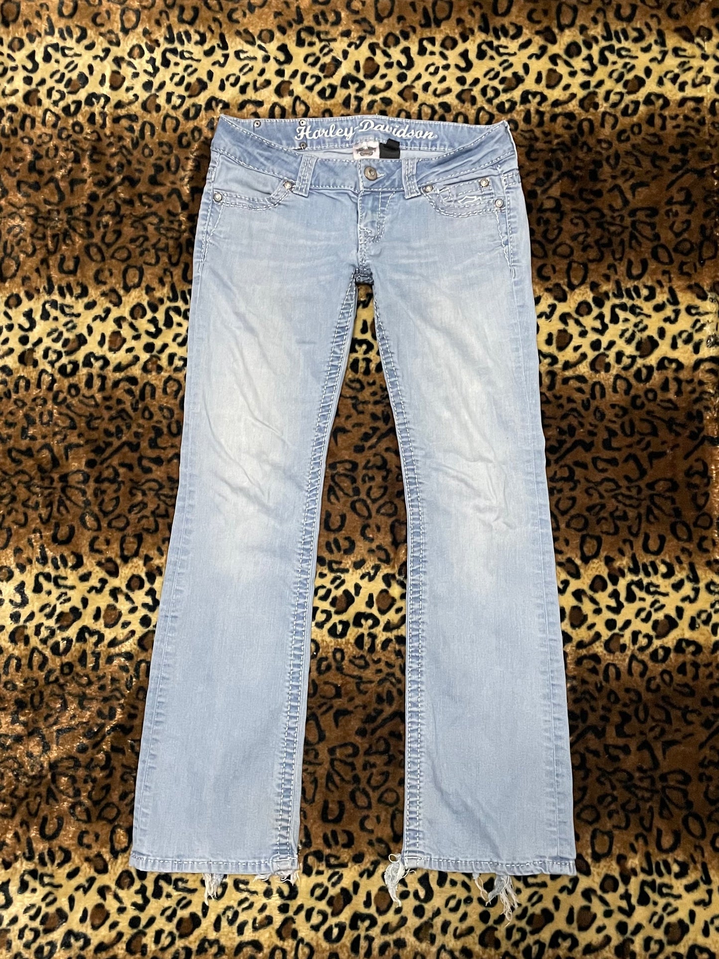 harley davidson skull lowrise flare jeans