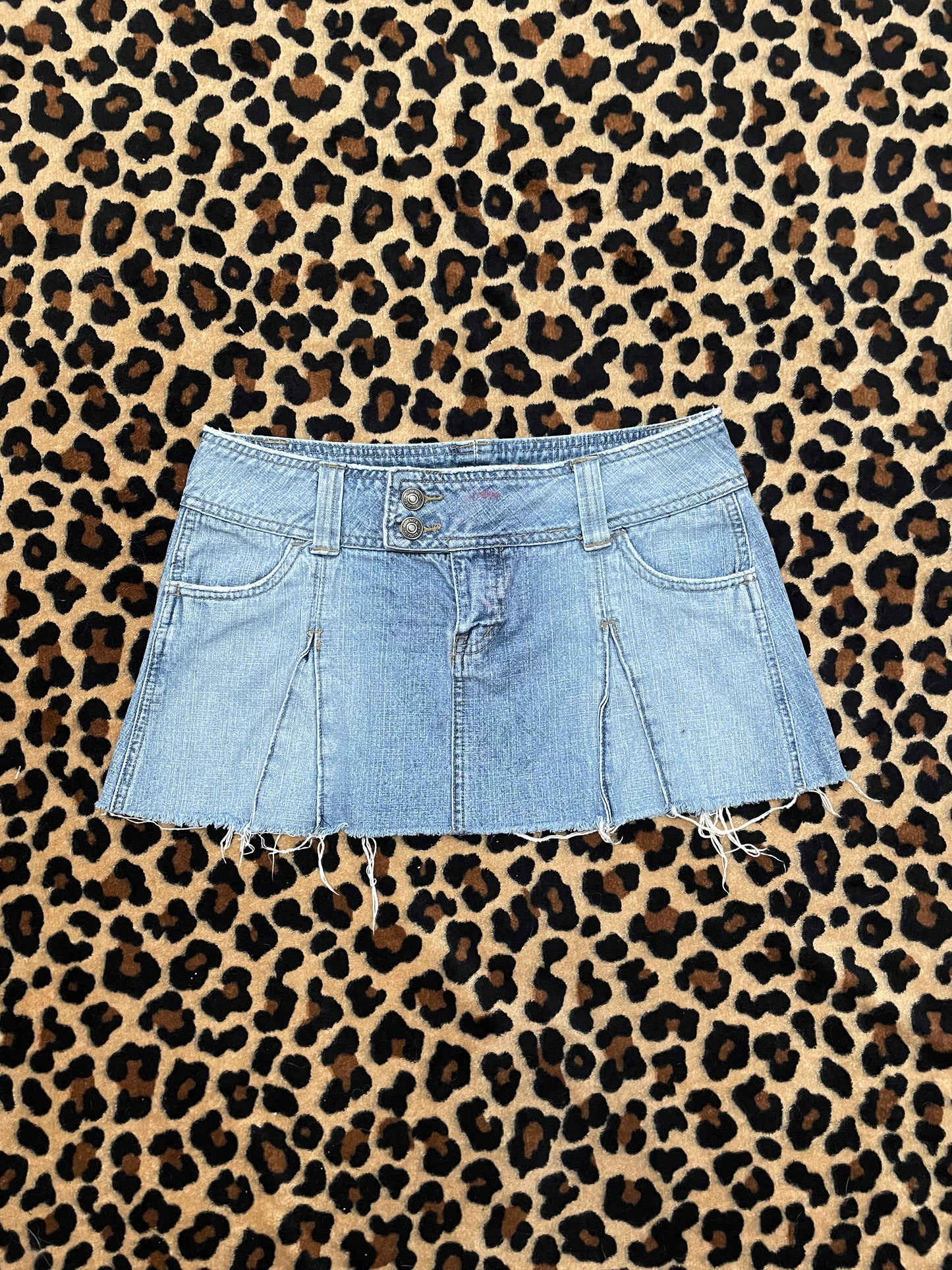 hydraulic denim mini skirt