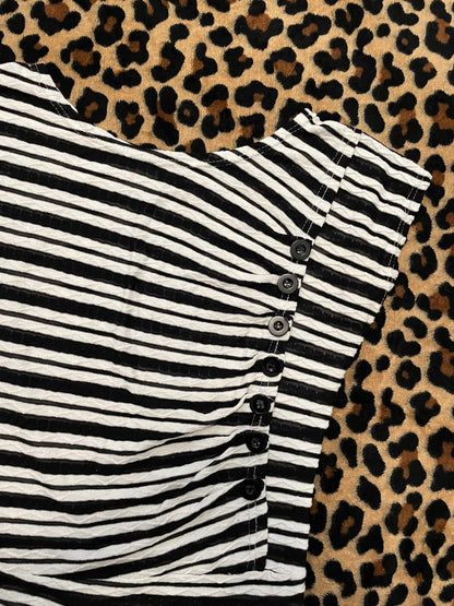 slouchy striped tee w buttons