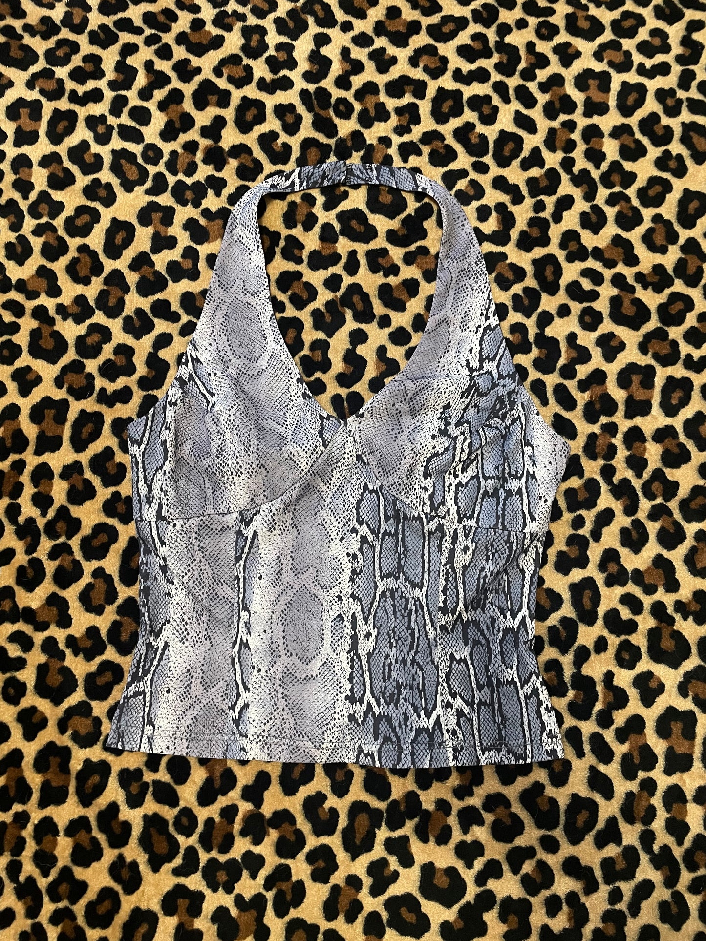 snakeskin babydoll halter top